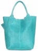 Bőr táska shopper bag Genuine Leather türkizkék 777
